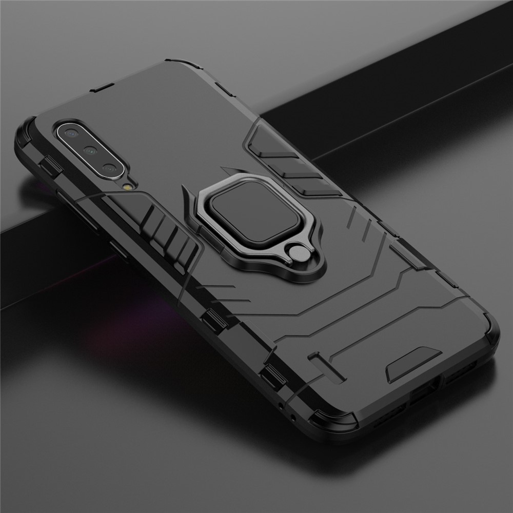 Cool Guard Ring Holder Kickstand Plastic TPU Combo Case Para Xiaomi Mi 9 Lite/ Mi CC9/ mi CC9 Meitu Edição - Preto-9