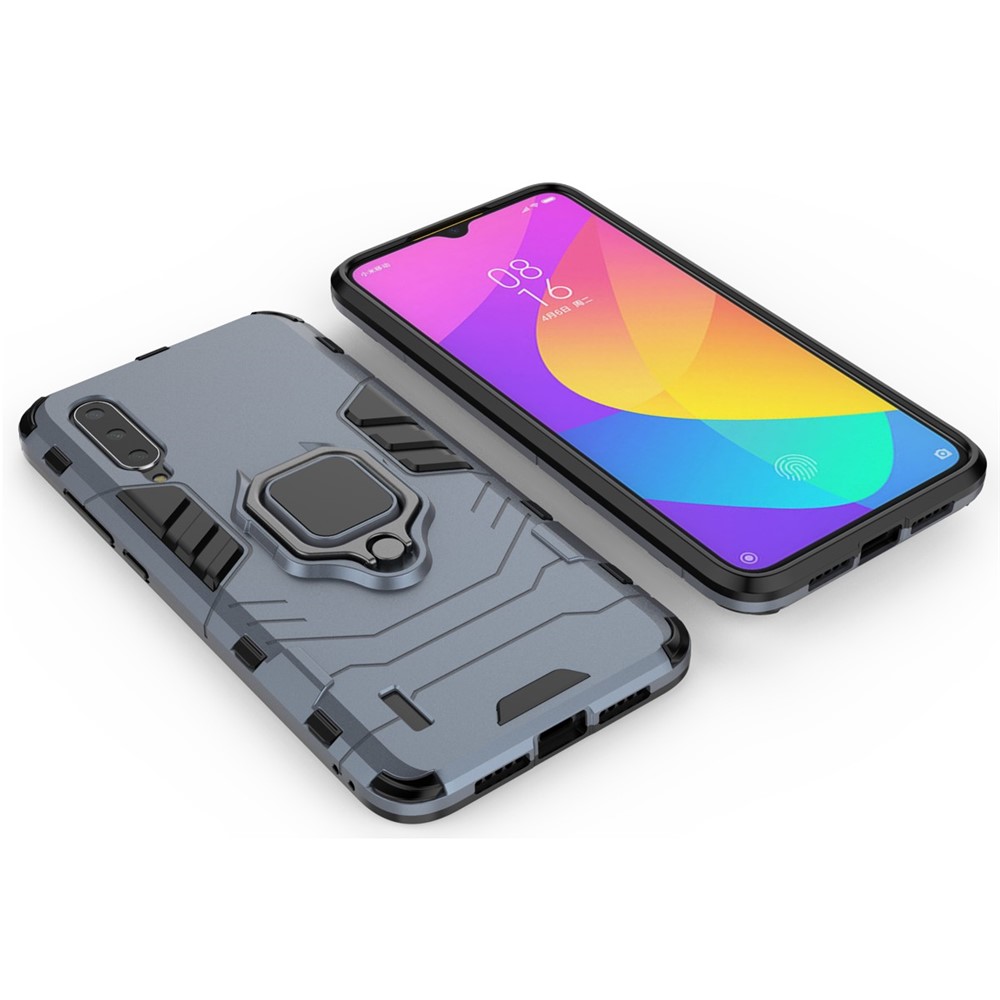 Cool Guard Ring Holder Kickstand Plastic TPU Combo Case for Xiaomi Mi 9 Lite/ Mi CC9/ Mi CC9 Meitu Edition - Blue-3