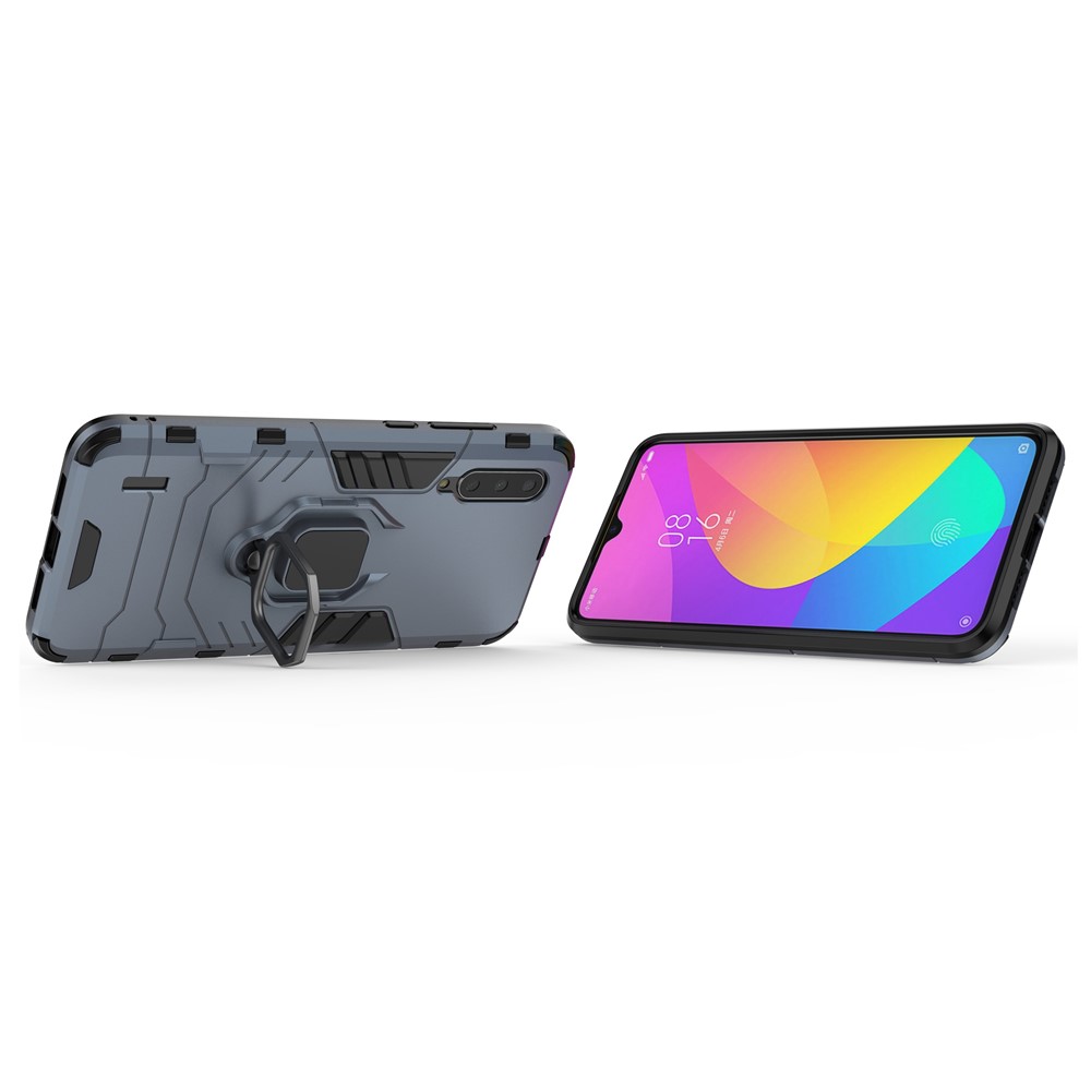 Cool Guard Ring Holder Kickstand Plastic TPU Combo Case for Xiaomi Mi 9 Lite/ Mi CC9/ Mi CC9 Meitu Edition - Blue-5