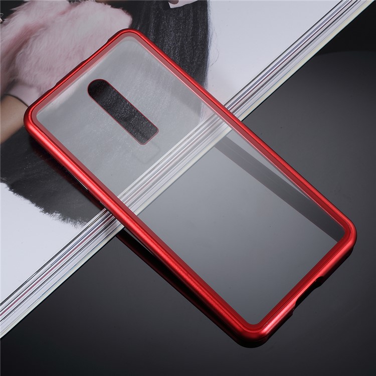 Magnetic Attraction Detachable Metal Frame + Tempered Glass Cover Mobile Phone Case for Xiaomi Redmi K20 / Mi 9T / K20 Pro / Mi 9T Pro - Red-6