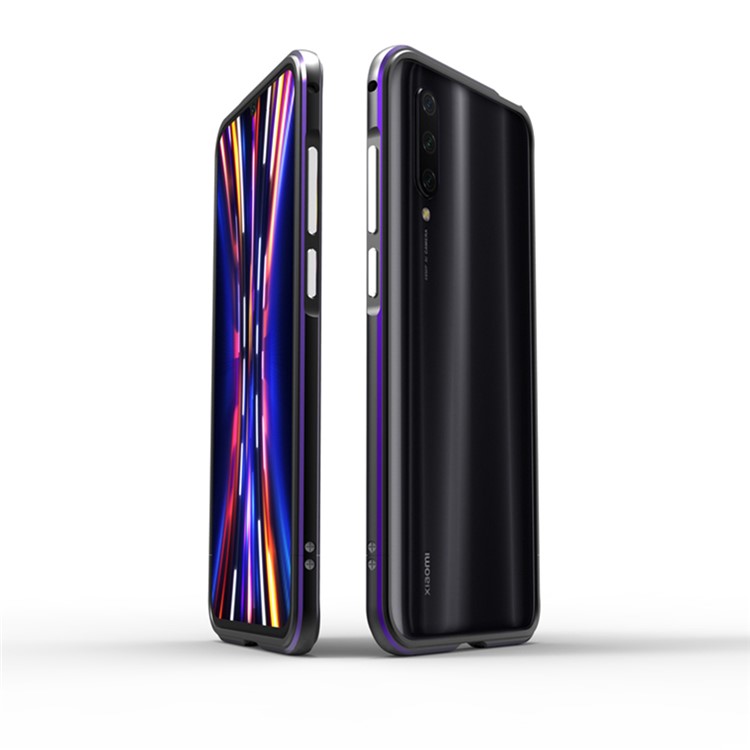 Metal Frame Protective Phone Shell for Xiaomi Mi CC9 / Mi CC9 Meitu Edition - Black/Purple-1
