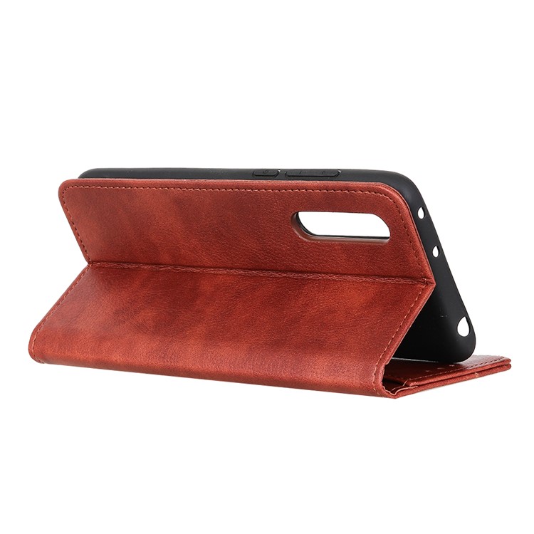Litchi Auto-absorvido Textura Dividir Capa De Telefone De Couro Para Xiaomi Mi Cc9e / Mi A3 - Castanho-8