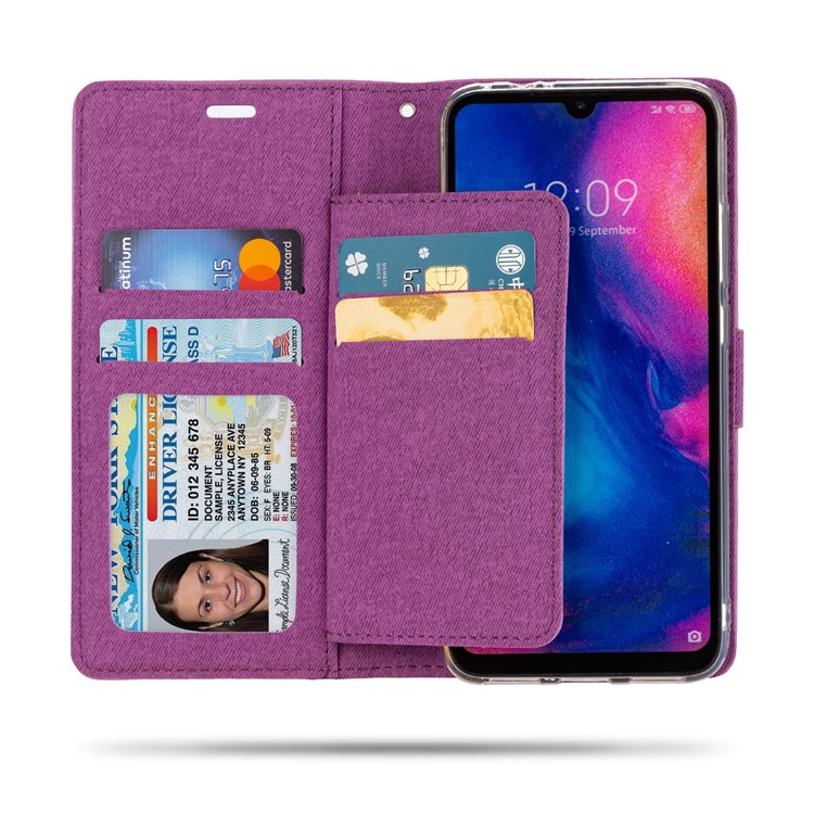ROAR Square Style Leather Stand Phone Shell Cover Case for Xiaomi Redmi Note 7 / Note 7 Pro (India) / Note 7S - Purple-2