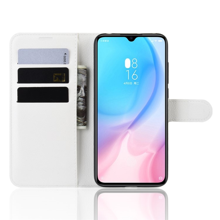 Litchi Skin Leather Wallet Case for Xiaomi Mi CC9 / Mi CC9 Meitu Edition/ Mi 9 Lite - White-4