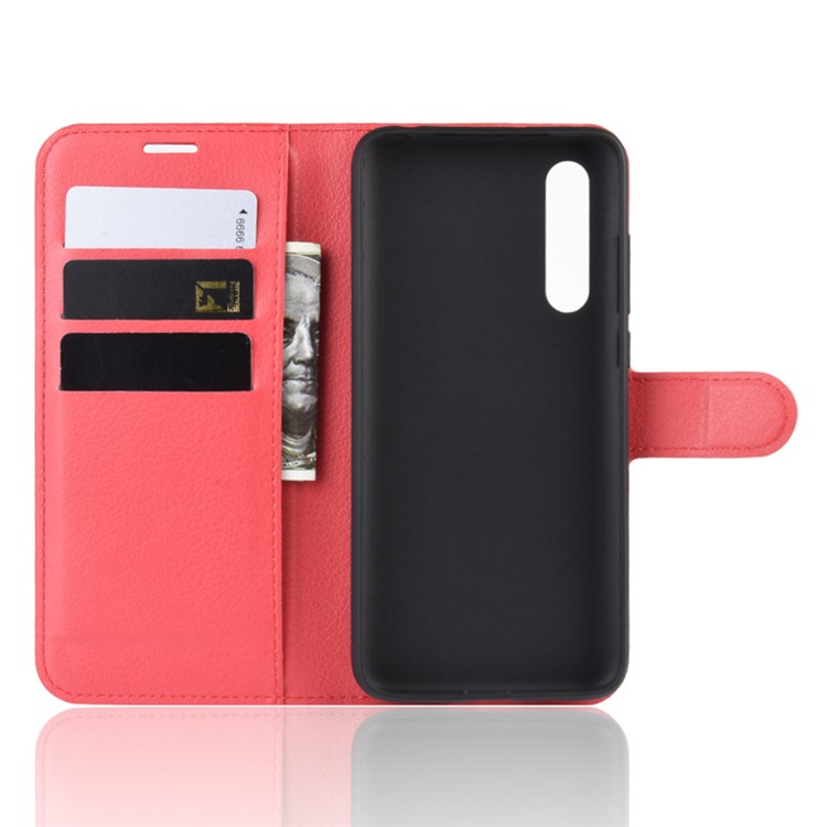 Litchi Skin Leather Wallet Case for Xiaomi Mi CC9 / Mi CC9 Meitu Edition/ Mi 9 Lite - Red-3