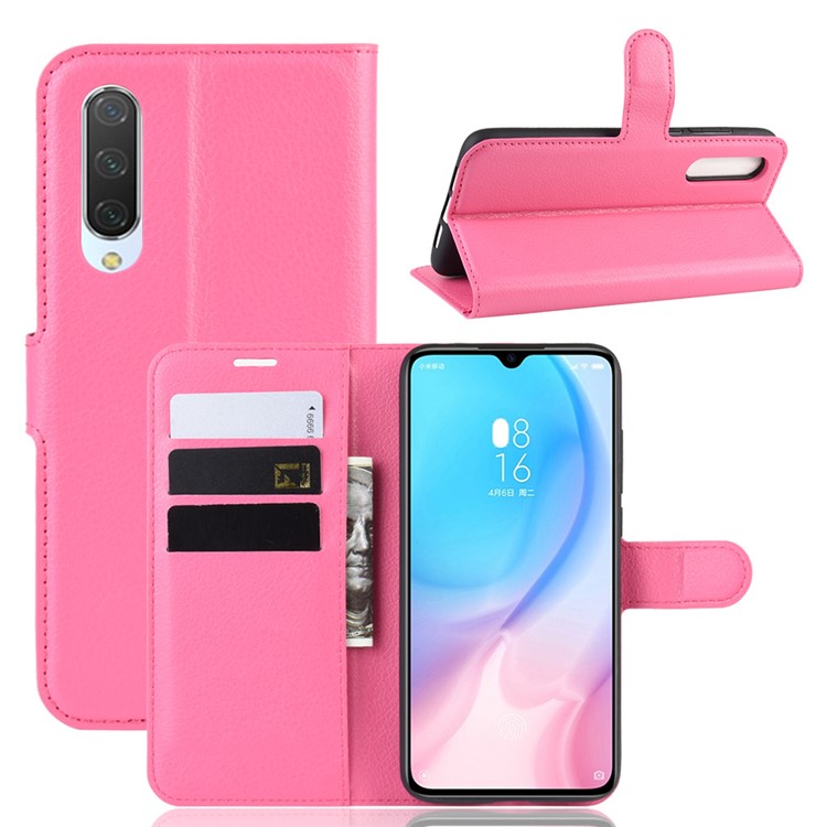 Litchi Skin Leather Wallet Case for Xiaomi Mi CC9 / Mi CC9 Meitu Edition/ Mi 9 Lite - Rose-1