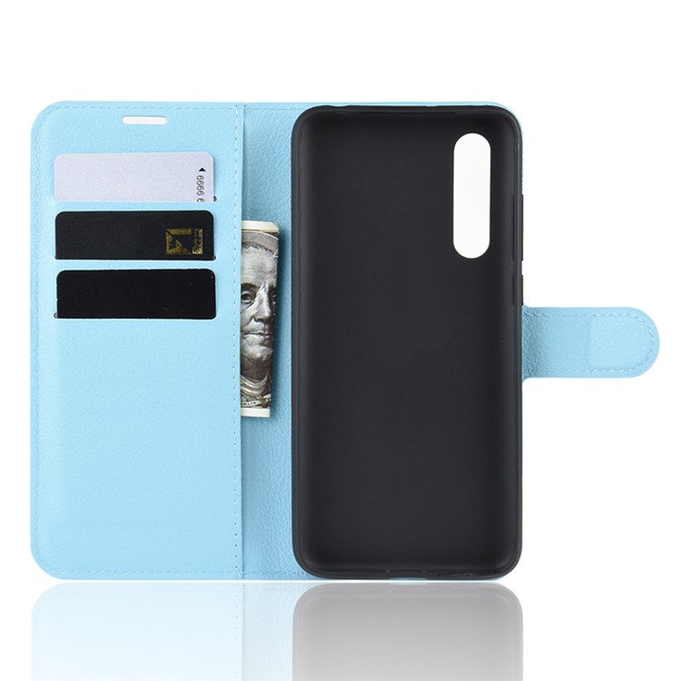 Litchi Skin Leather Wallet Case for Xiaomi Mi CC9 / Mi CC9 Meitu Edition/ Mi 9 Lite - Baby Blue-3