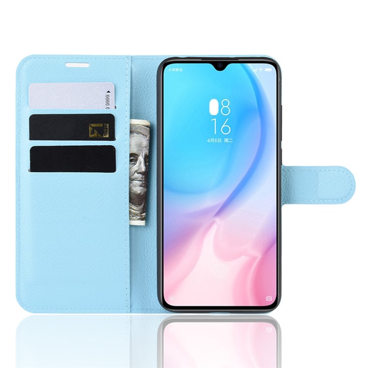 Litchi Skin Leather Wallet Case for Xiaomi Mi CC9 / Mi CC9 Meitu Edition/ Mi 9 Lite - Baby Blue-4