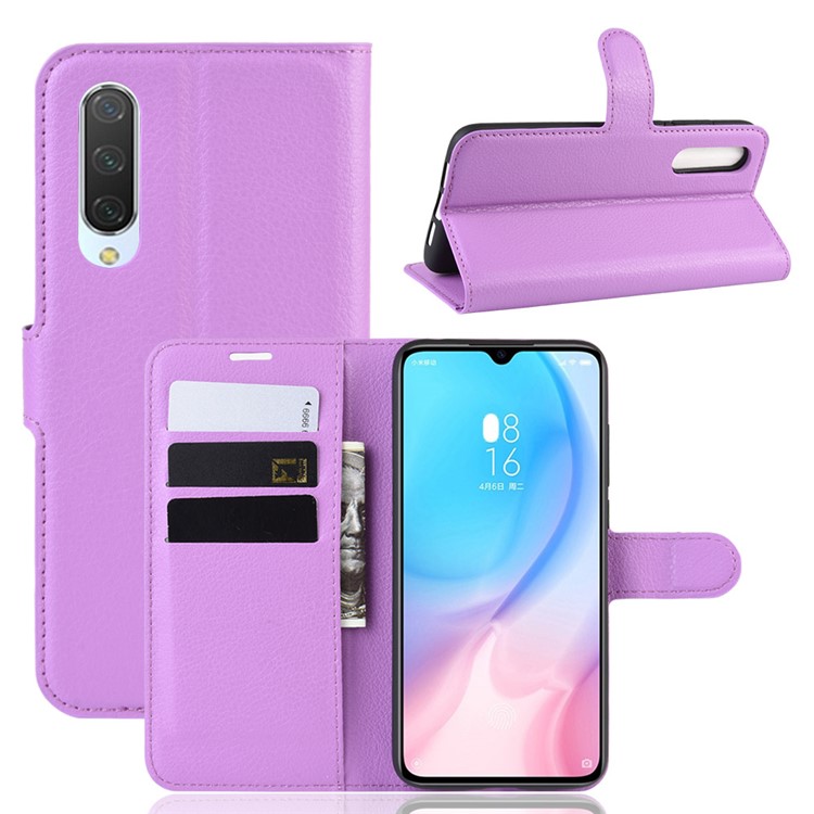 Litchi Skin Leather Wallet Case for Xiaomi Mi CC9 / Mi CC9 Meitu Edition/ Mi 9 Lite - Purple-1