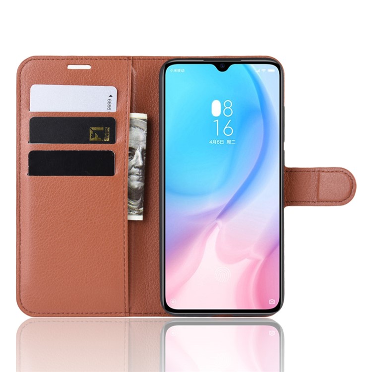 Litchi Skin Leather Wallet Case for Xiaomi Mi CC9 / Mi CC9 Meitu Edition/ Mi 9 Lite - Brown-4