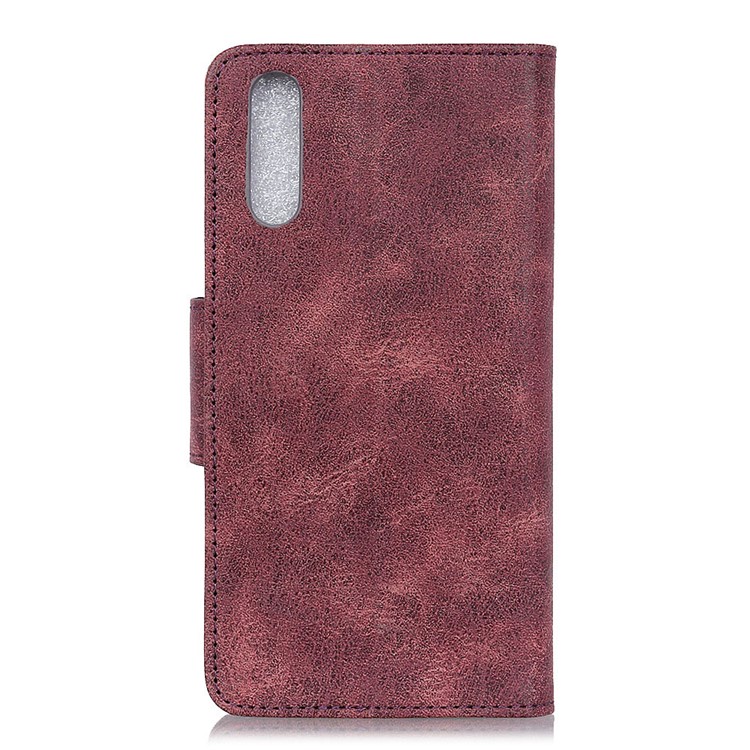 Vintage Style Split Leather Cell Phone Cover Shell for Xiaomi Mi CC9e / Mi A3 - Wine Red-3