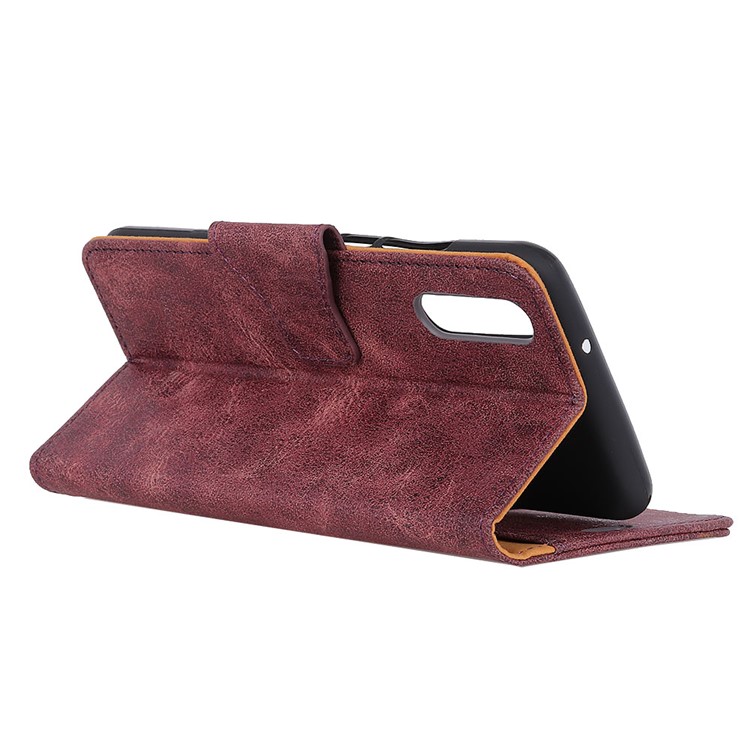 Coque En Cuir De Style Vintage Pour Téléphone Portable Pour Xiaomi Mi Cc9e / Mi A3 - Vin Rouge-4