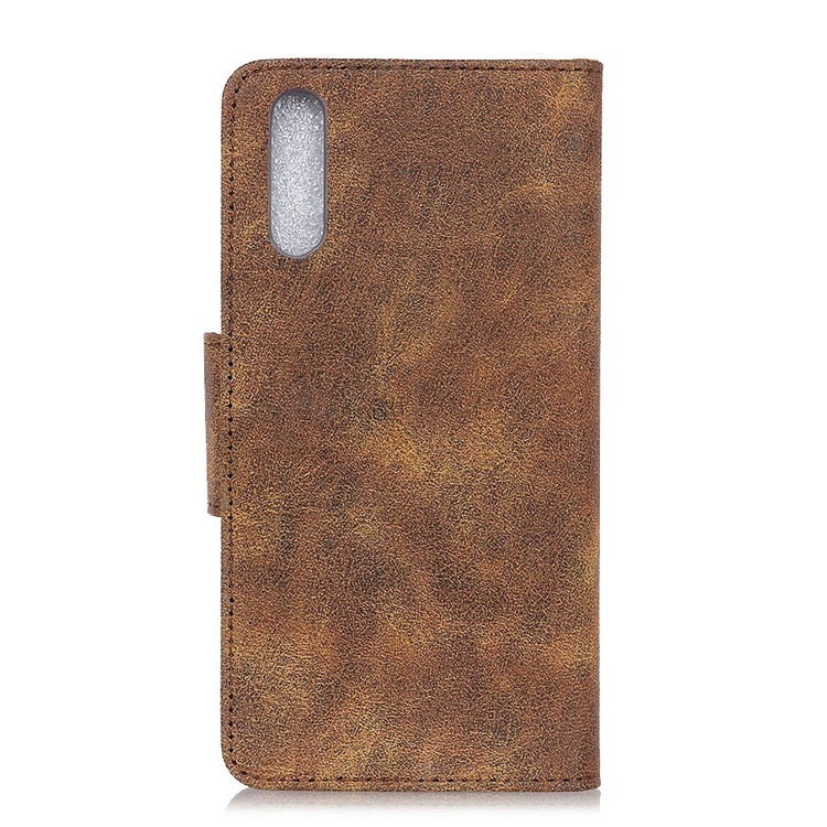 Vintage Style Split Leather Cell Phone Cover Shell for Xiaomi Mi CC9e / Mi A3 - Coffee-3