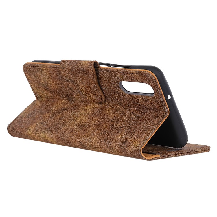 Vintage Style Split Leather Cell Phone Cover Shell for Xiaomi Mi CC9e / Mi A3 - Coffee-4