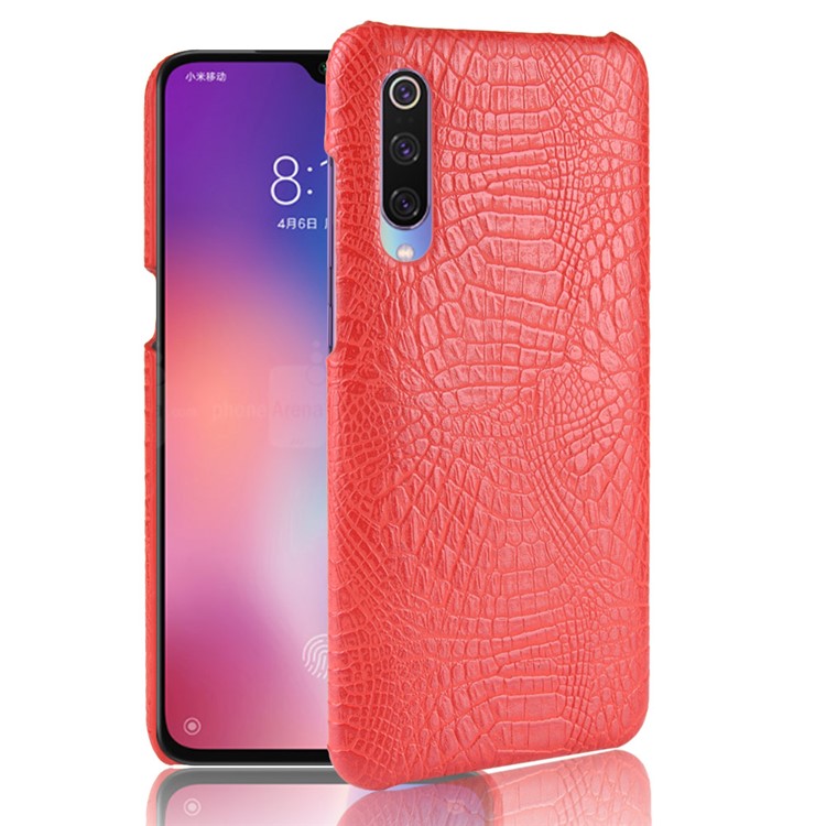 Crocodile Skin PU Leather Coated PC Case for Xiaomi Mi CC9 / Mi CC9 Meitu Edition - Red-1