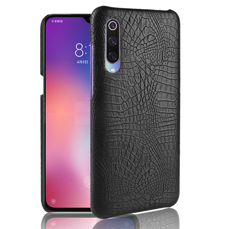 Crocodile Skin PU Leather Coated PC Case for Xiaomi Mi 9 Lite/ Mi CC9/ Mi CC9 Meitu Edition - Black-1
