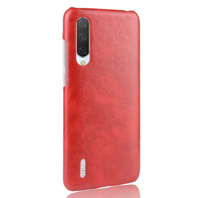 Étui PC Dur en Revêtement en Cuir en Cuir Litchi Pour Xiaomi Mi 9 Lite / Mi CC9 / mi CC9 Meitu Edition - Rouge