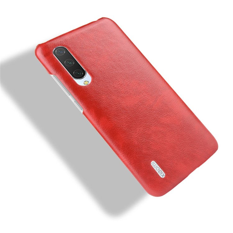 Étui PC Dur en Revêtement en Cuir en Cuir Litchi Pour Xiaomi Mi 9 Lite / Mi CC9 / mi CC9 Meitu Edition - Rouge