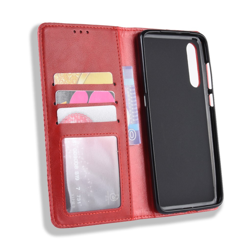 Vintage Style PU Leather Wallet Stand Phone Case for Xiaomi Mi CC9 / Mi CC9 Meitu Edition/ Mi 9 Lite - Red-3