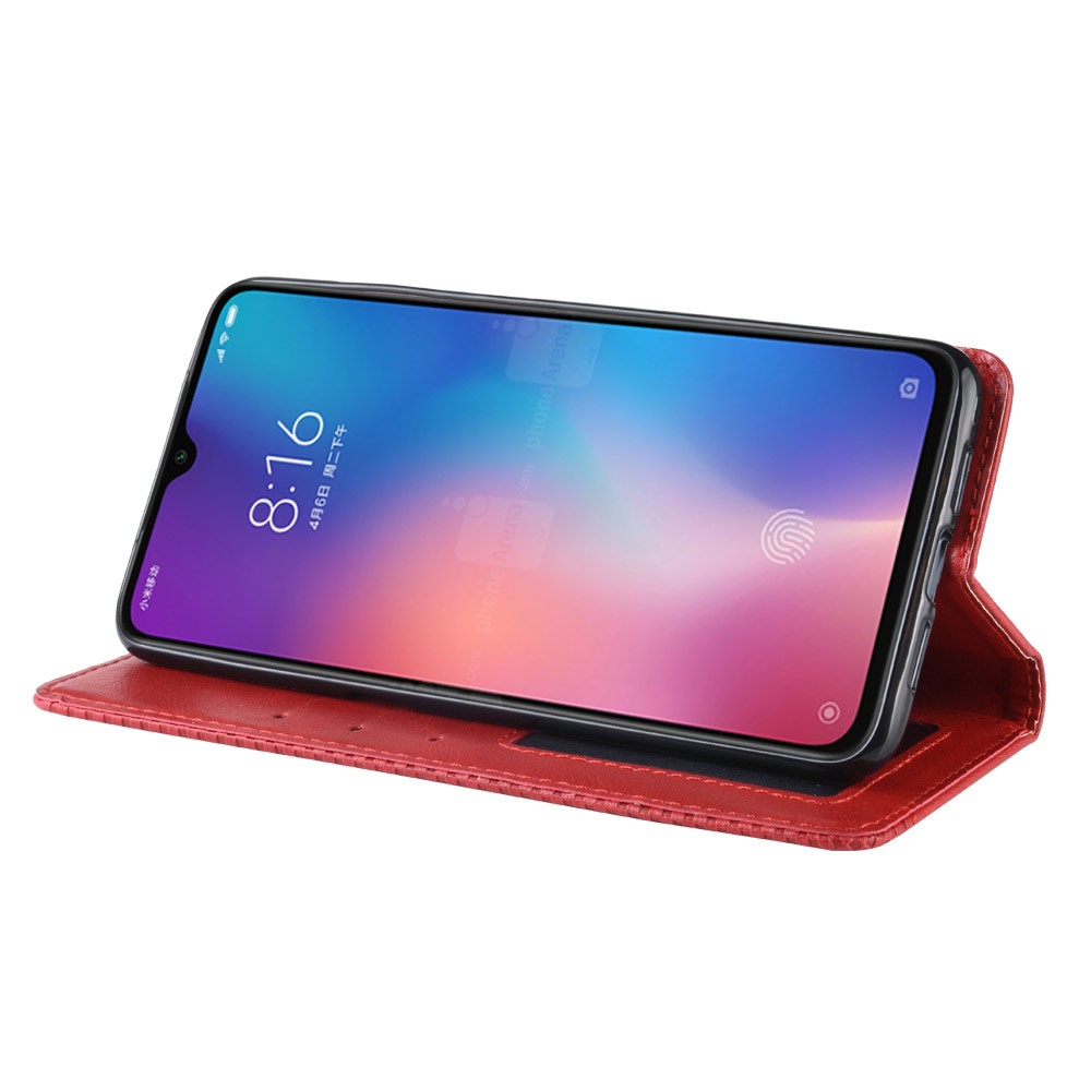 Vintage Style PU Leather Wallet Stand Phone Case for Xiaomi Mi CC9 / Mi CC9 Meitu Edition/ Mi 9 Lite - Red-5