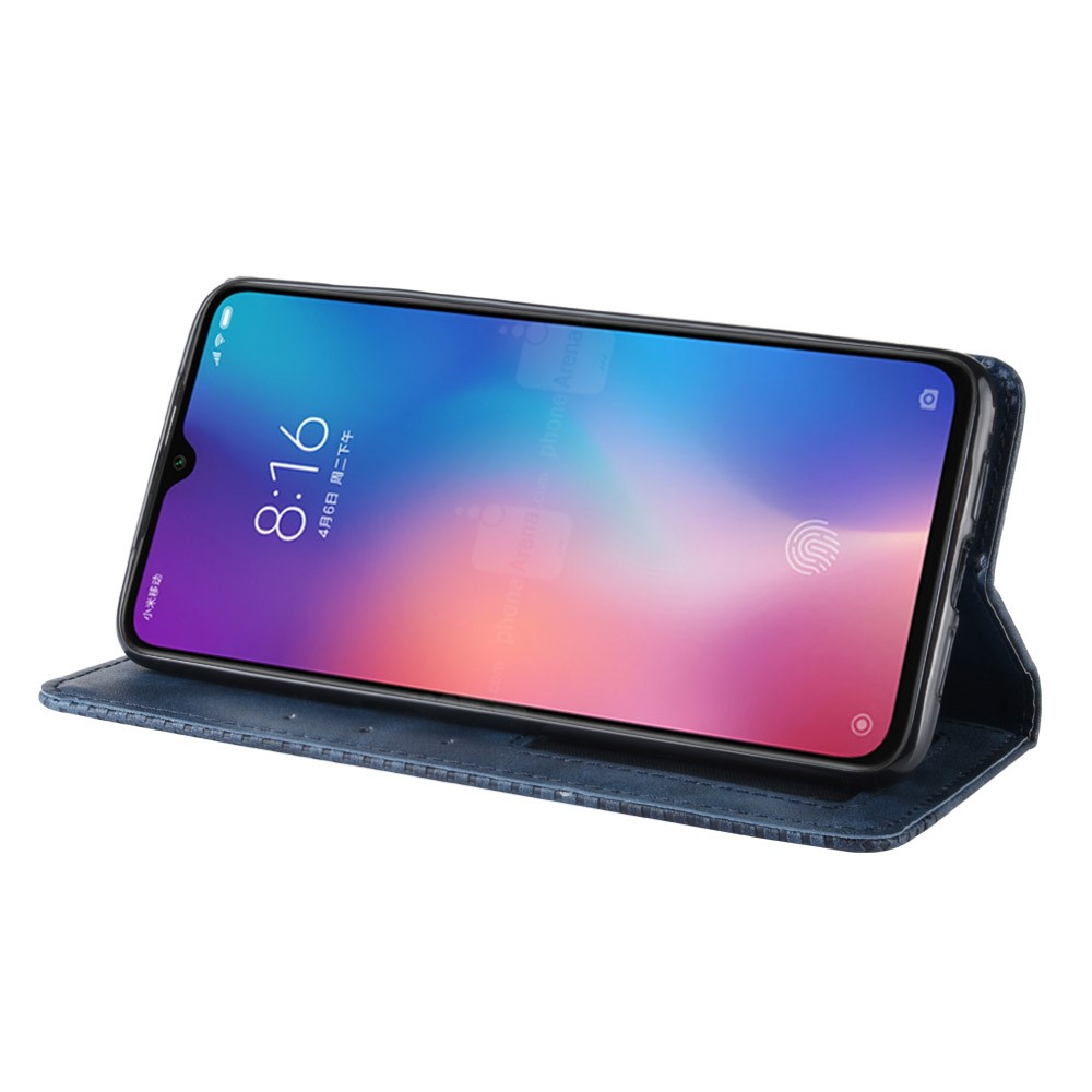 Vintage Style PU Leather Wallet Stand Phone Case for Xiaomi Mi CC9 / Mi CC9 Meitu Edition/ Mi 9 Lite - Blue-5