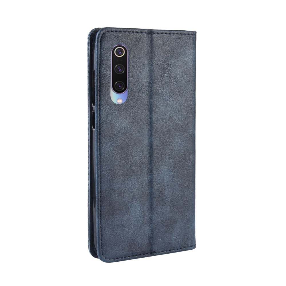 Estuche de Teléfono de Billetera de Cuero PU de Estilo Vintage Para Xiaomi Mi CC9 / mi CC9 Meitu Edition/ Mi 9 Lite - Azul