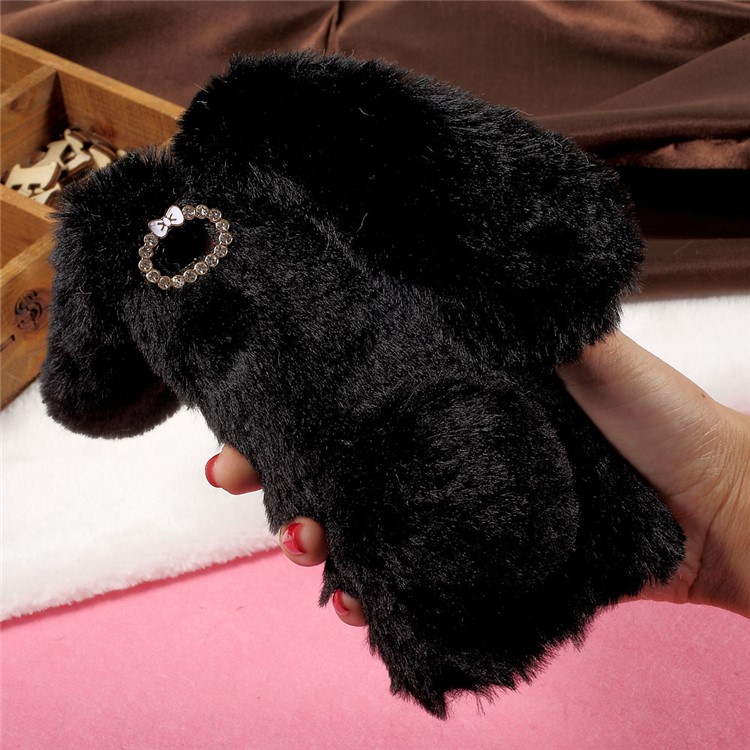 Bunny Design Rhinestone Warm Fur TPU Phone Case for Xiaomi Mi 5 - Black-5