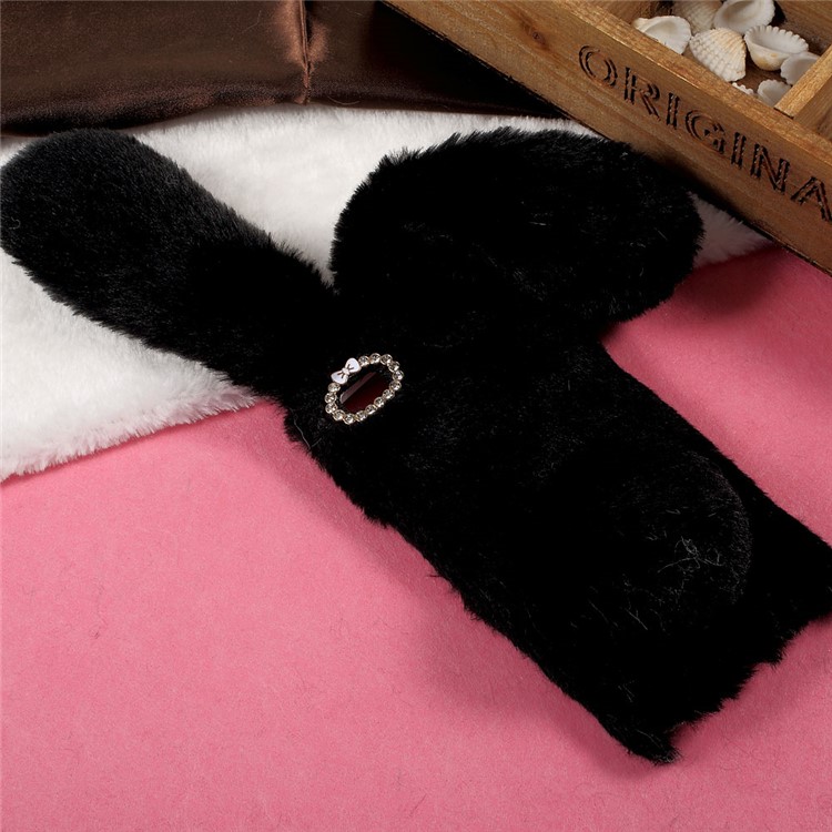 Bunny Design Rhinestone Warm Fur TPU Phone Case for Xiaomi Mi 5 - Black-6