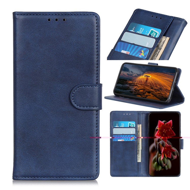 Matte Texture PU Leather Wallet Shell Casing for Xiaomi Mi CC9e / Mi A3 - Dark Blue-1