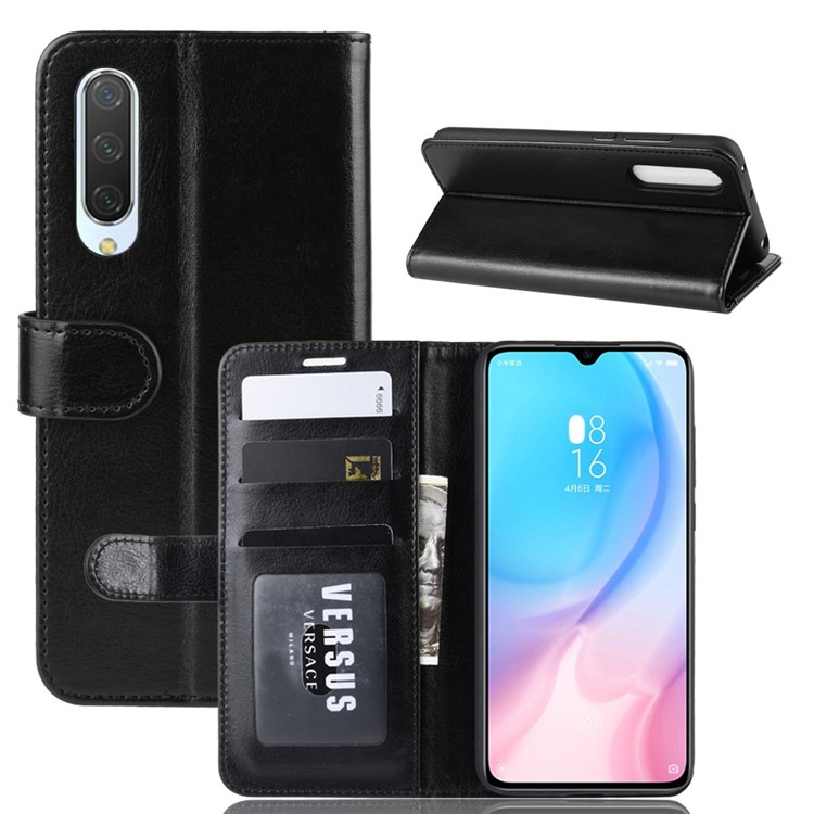 Crazy Horse Wallet Leather Stand Shell for Xiaomi Mi CC9/Mi CC9 Meitu Edition - Black-8