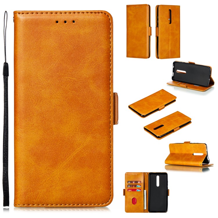 PU Leather Wallet Stand Flip Phone Case Cover for Xiaomi Redmi K20/K20 Pro/Mi 9T - Brown-1