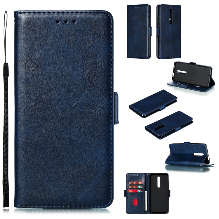 PU Leather Wallet Stand Flip Phone Case Cover for Xiaomi Redmi K20/K20 Pro/Mi 9T - Blue-1