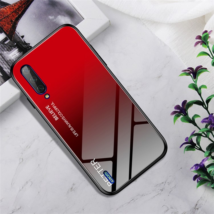 Glass + TPU Hybrid Phone Casing for Xiaomi Mi CC9e / Mi A3 - Red-1