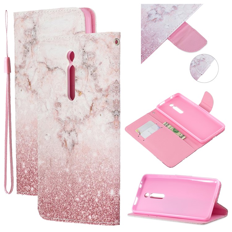 Pattern Printing Leather Wallet Phone Case with Stand for Xiaomi Redmi K20 / Mi 9T / K20 Pro / Mi 9T Pro - Shiny Pink Marble-1