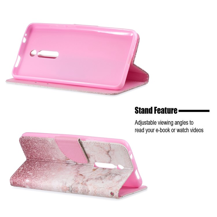 Pattern Printing Leather Wallet Phone Case with Stand for Xiaomi Redmi K20 / Mi 9T / K20 Pro / Mi 9T Pro - Shiny Pink Marble-2