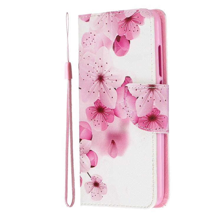 Leather Phone Shell with Strap Phone Shell for Xiaomi Redmi 7A - Pink Peach Flowers-3