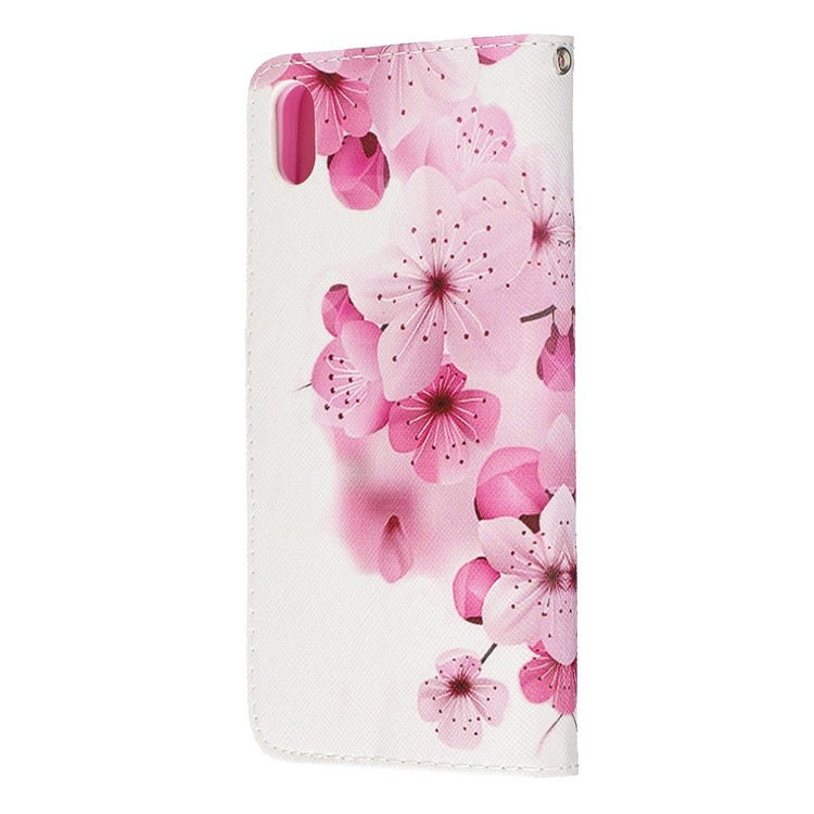 Leather Phone Shell with Strap Phone Shell for Xiaomi Redmi 7A - Pink Peach Flowers-4