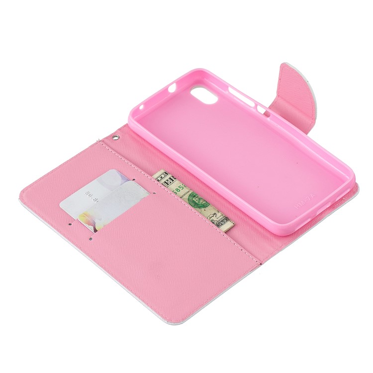 Leather Phone Shell with Strap Phone Shell for Xiaomi Redmi 7A - Pink Peach Flowers-5