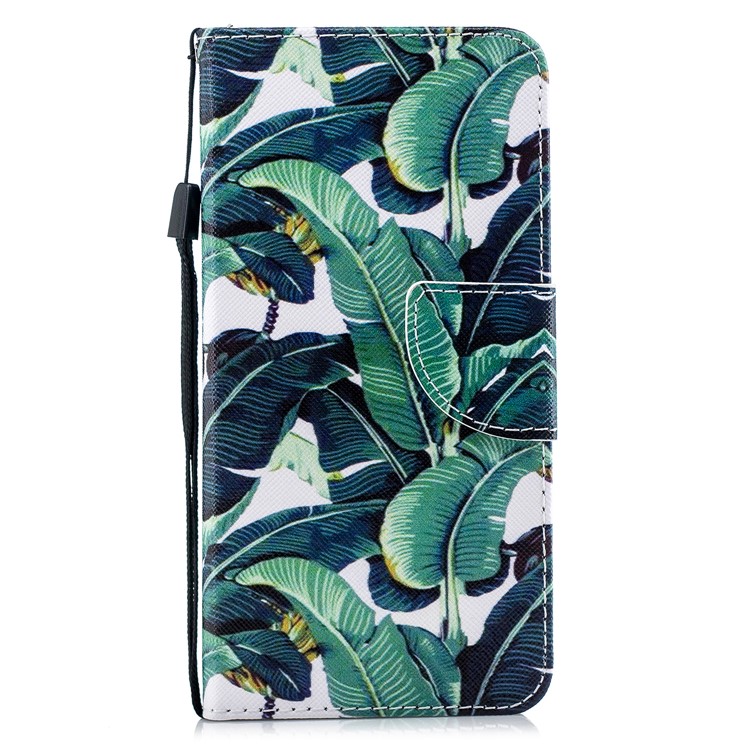 Coquille de Téléphone en Cuir Avec Coquille de Téléphone à Sangle Pour Xiaomi Redmi 7a - Feuilles de Banane Verte-3