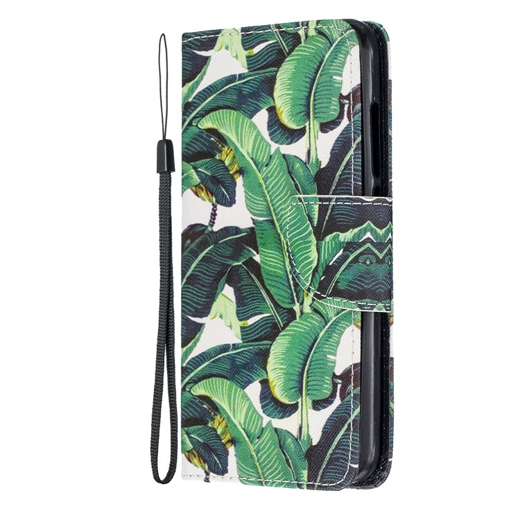 Leather Phone Shell with Strap Phone Shell for Xiaomi Redmi 7A - Green Banana Leaves-4