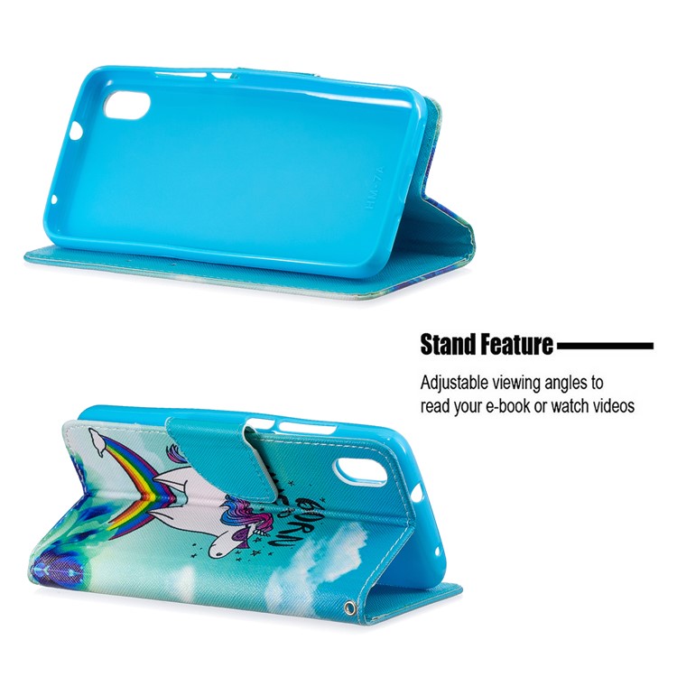 Leather Phone Shell with Strap Phone Shell for Xiaomi Redmi 7A - Rainbow Horse-2
