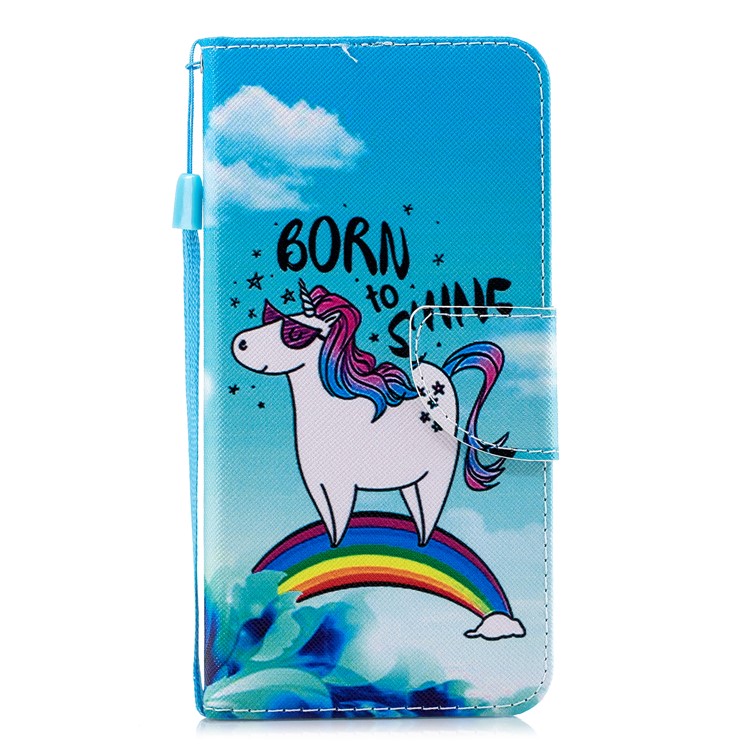 Leather Phone Shell with Strap Phone Shell for Xiaomi Redmi 7A - Rainbow Horse-3
