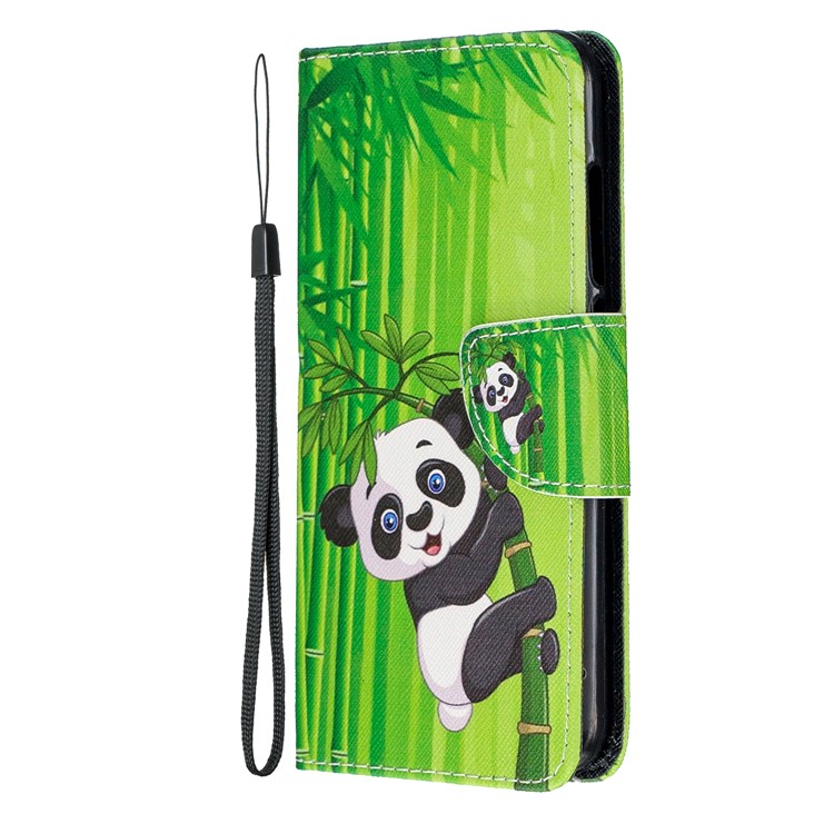 Concurne do Telefone de Couro Com Strap Telefone Shell Para Xiaomi Redmi 7a - Panda Bamboo