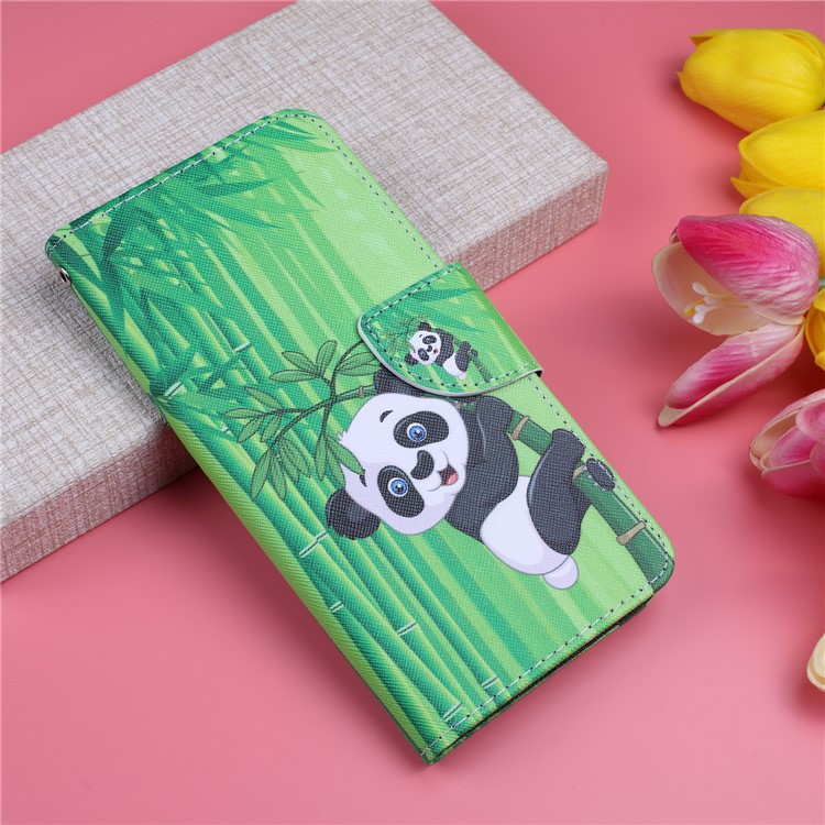 Concurne do Telefone de Couro Com Strap Telefone Shell Para Xiaomi Redmi 7a - Panda Bamboo