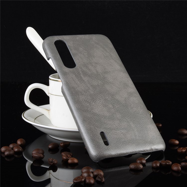 Litchi Skin Leather Coated Hard PC Case for Xiaomi Mi CC9e / Mi A3 - Grey-5