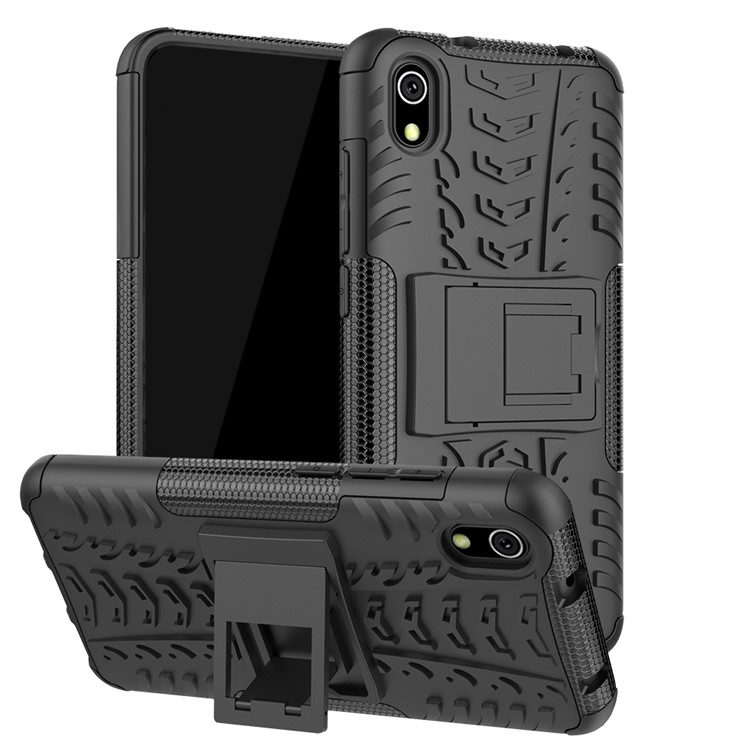 Anti-slip PC + TPU Combo Case with Kickstand for Xiaomi Redmi 7A - Black-1