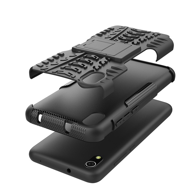 Custodia Combinata PC + TPU Anti-slip Con Cavalletto Per Xiaomi Redmi 7A - Nero-6