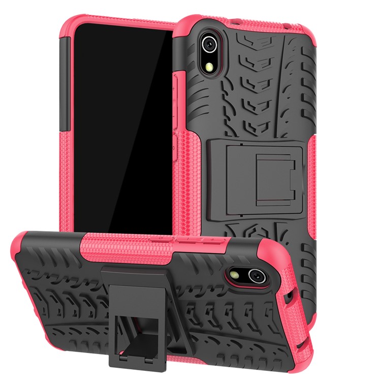 Anti-slip PC + TPU Combo Case with Kickstand for Xiaomi Redmi 7A - Rose-1
