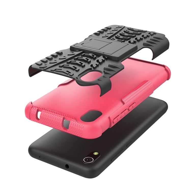 Anti-slip PC + TPU Combo Case with Kickstand for Xiaomi Redmi 7A - Rose-6