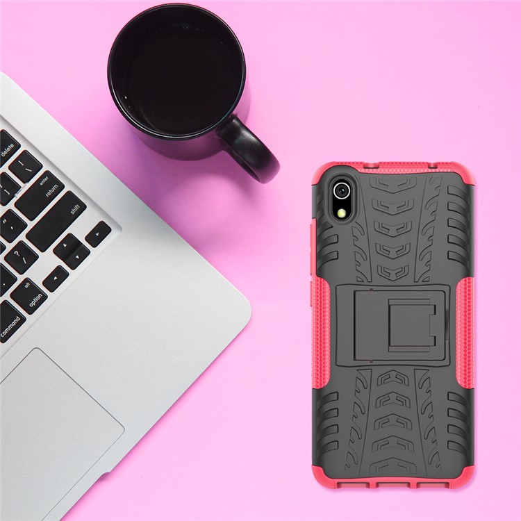 Anti-slip PC + TPU Combo Case with Kickstand for Xiaomi Redmi 7A - Rose-9
